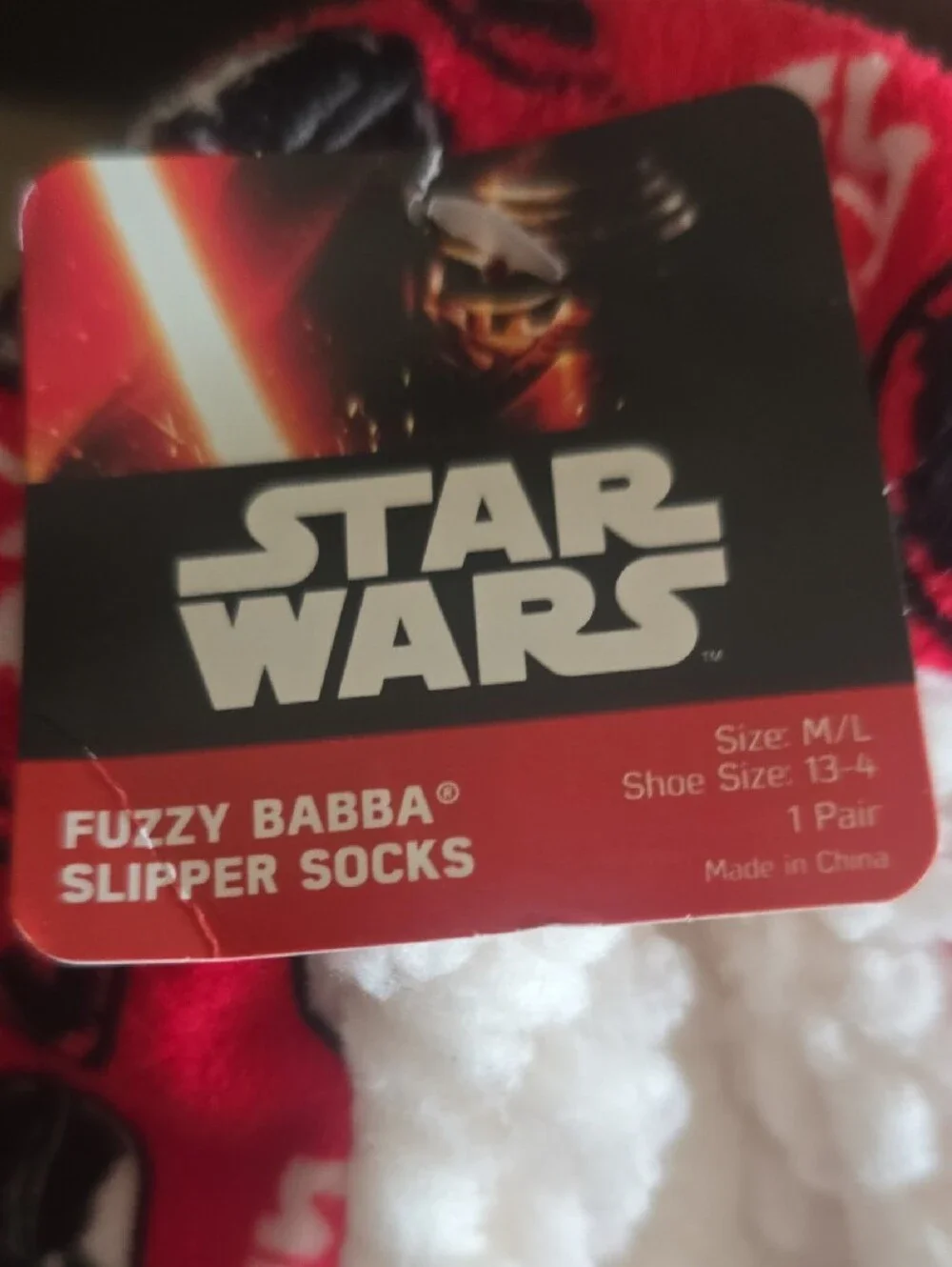 Star Wars Red & Black Darth Vader Fuzzy Slipper Socks for Kids